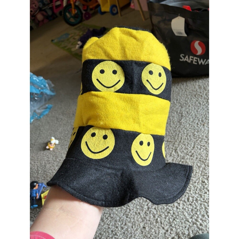 OUTRAGEOUS Vintage 90s Smile Face Stripe TALL Novelty Hat Verity